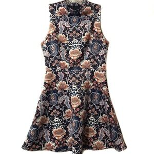 ASOS sleeveless scuba dress‎ blue peach size 6